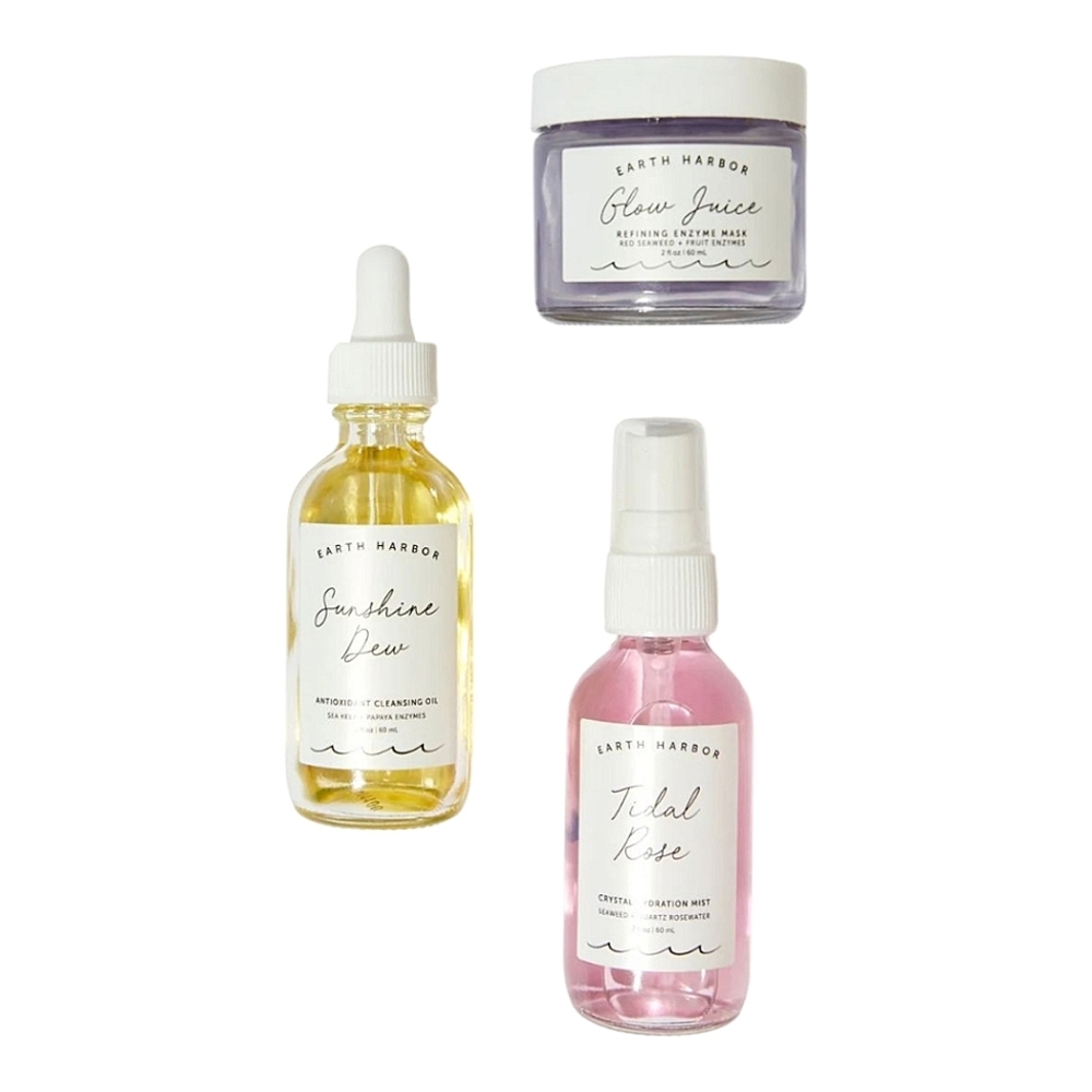 Earth Harbor Skincare Set with Glow Juice, Sunshine Dew, and Tidal Rose